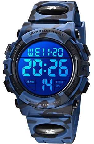 aswan watch Digitaluhr Kinder Jungen mit Wecker,Stoppuhr,LED Licht,Datum-Sport Armbanduhr mit Silikonarmband-M