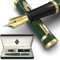 Wordsworth & Black Fountain Pen Set, 18K Gilded Medium and Extra Fine Nibs, 6 Ink Cartridges and Refill Converter, Gift Case, Smooth Writing Pens [Racing Green], Perfect for Men and Women