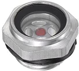 sourcing map Air Compresseur Huile Niveau Jauge Vision Verre 1/2 Mâle Fileté Aluminium Liquide Indicateur Vision Fenêtre