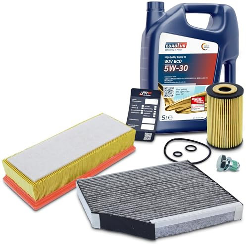 ATEC Germany Inspektionspaket Filterset mit 1x Ölfilter; 1x Luftfilter; 1x Innenraumfilter (Aktivkohle); 1x Ölablassschraube; 1x Motoröl 5W-30 5 l, KOMPATIBEL MIT - AUDI A4 B8, A5, Q5