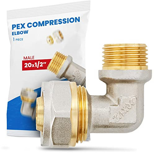Winkelverbinder PEX-AL-PEX Schraubfitting Klemmverschraubungen Aluverbundrohr Sanitär-Heizungssystem 20 x 1/2'' AG | Messing Schraub-Kupplung Übergang Winkel 90° Verbundrohrsystem