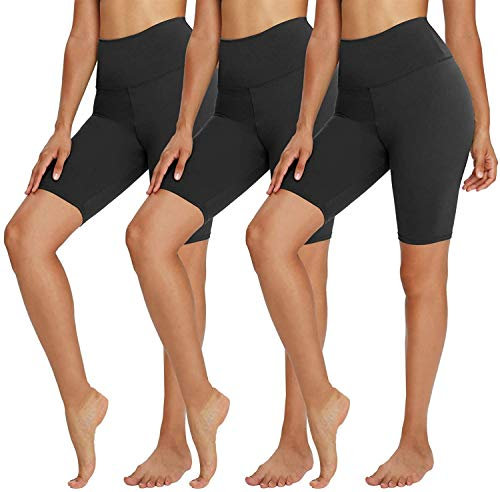 TNNZEET 3er Pack Radlerhose Damen High Waist Shorts Kurze Sporthose Blickdicht Sommer Leggings Unter Kleider für Sport Yoga,Schwarz/Schwarz/Schwarz,3XL
