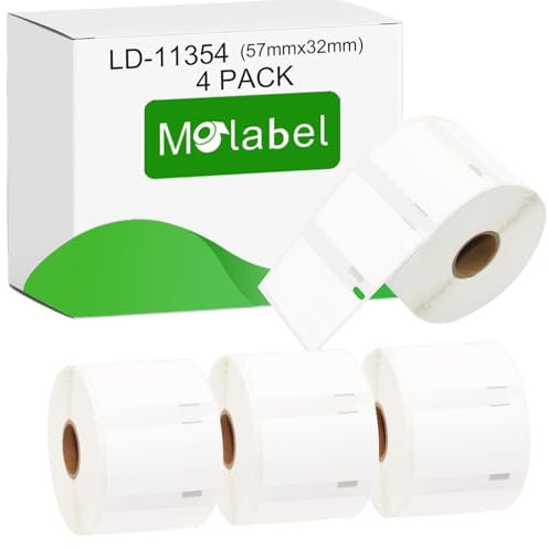 Molabel 11354 4er-Pack (57 x 32 mm), kompatibel mit DYMO S0722540 sowie Dymo LabelWriter 300, 310, 315, 320, 330 Series, 400 Series und 450