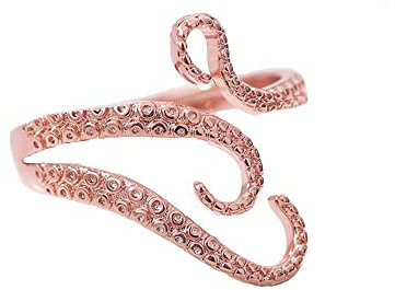 PAURO Acier Inoxydable Punk Octopus Tentacle Sea Monster Kraken Anneau D'Ouverture De Calmars pour Hommes Or Rose Ajustable
