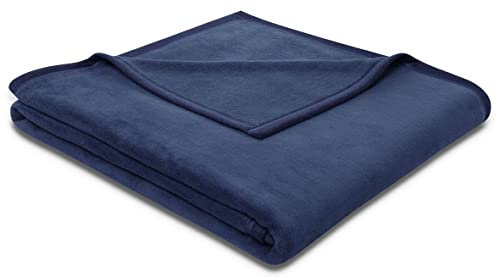 biederlack Plaid mit Samtband-Einfassung Pure Cotton Farbe Mitternacht Größe 150 x 200