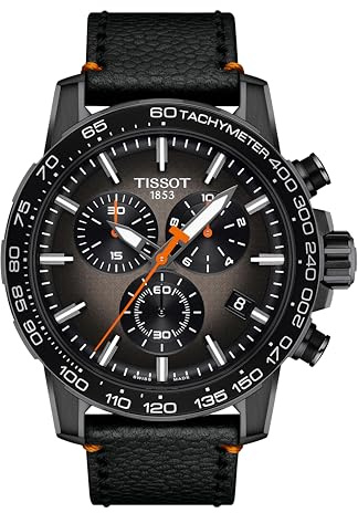 Tissot Mens Supersport Chrono Basketball Edition 316L Stainless Steel Case with Black PVD Coating Quartz Watch, Black, Leather, (T1256173608100)