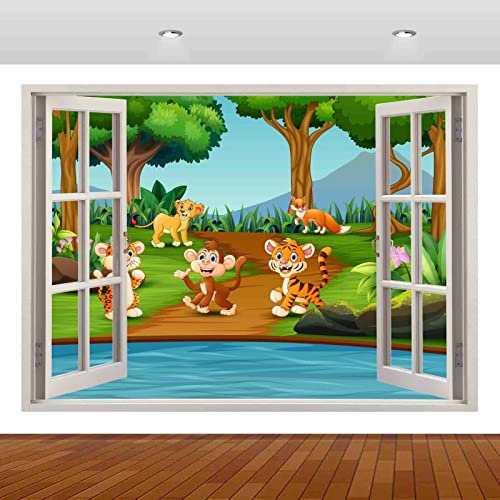Wandaufkleber Kinder Kinderzimmer Tiere Dschungel Löwe 3D Wandtattoo Wandaufkleber Poster Vinyl 55x80cm