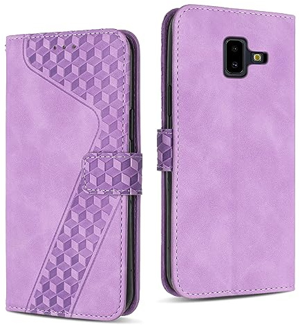 YIRRANZD Custodia per Samsung Galaxy J6 Plus 2018, Cover a Libro in Pelle PU con Slot Cart e Silicone TPU Bumper, Flip Caso Portafoglio Cover per Samsung J6 Plus 2018 (Viola)