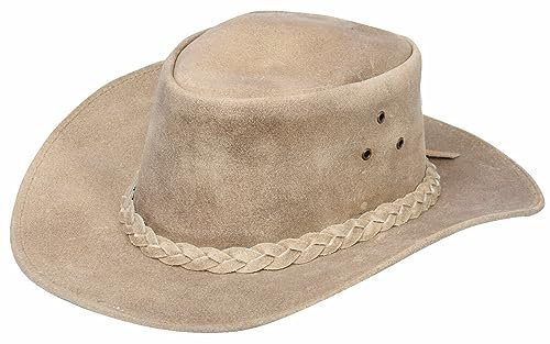 Australian Camel Western Style Cowboy Outback Aussie Buschhut aus echtem Wildleder