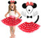 ACWOO Maus Mouse Kostüm, 6-teiliges Set Rot Tutu mit weiß Gepunktet Haarreifen mit Maus Ohren Handschuhe Schwanz Nase für Fasching Karneval Halloween Motto Cosplay Party