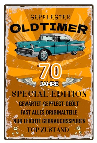 Blechschild Schild 70 Geburtstag, SCHILD 70 JAHRE KLASSIKER, Geschenke für den 70 Geburtstag Mann, Geschenkidee zum 70. Jahrestag, Schild 70 Geburtstag Deko als Geburtstagskarte, Metallschild 20x30cm