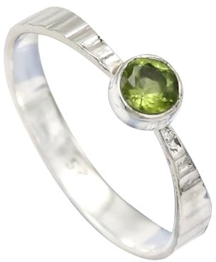 JEWELFORCE Peridot-Edelstein-Bandring für Herren und Damen, Bandringgröße, Geschenkartikel, 925er-Sterlingsilber, handgefertigter Schmuck JSR-119B_64 (20.4)