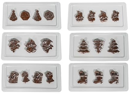 UNOLD Sechs Weihnachtsschokoladenformen Gießförmchen 4866799 | Eignet sich ideal für Unold Chocolatier Weihnachten Silvester Fondue Backformen Schokoladen Pralinenformen