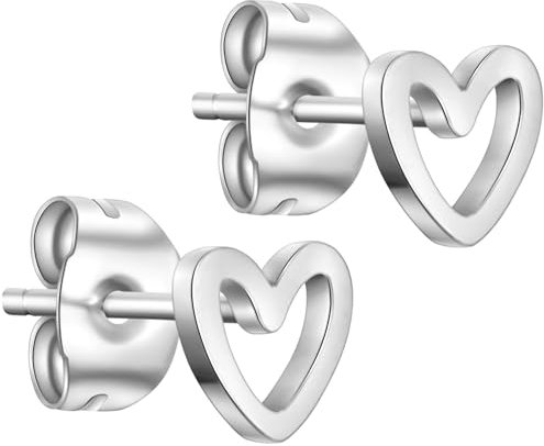 day.berlin kleine Herz Ohrstecker in Silber, 6mm Durchmesser, Damen Ohrringe aus 316L Edelstahl, nickelfrei und wasserfest