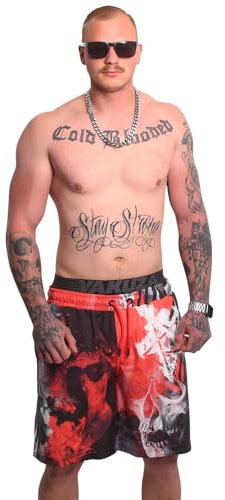 Yakuza Herren Ghost Allover Badeshorts, Bunt, 3XL