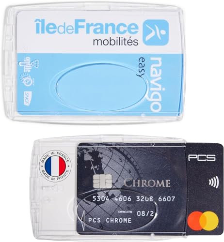 Idée pro mobilité® Protège Navigo – Étui Transparent Compatible Carte Navigo | Modèle SNCF/Île-de-France Mobilités | Lot de 2 | Fabrication Française