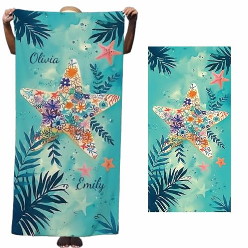 Lifemaison Personalisiert Strandtuch mit Name,bequem weich,Schnell trocknendes Strandtuch aus Mikrofaser,Personalisiert Handtuch Stranddecke Strandlaken Geschenke für Kinder Erwachsene,90 * 180cm,32