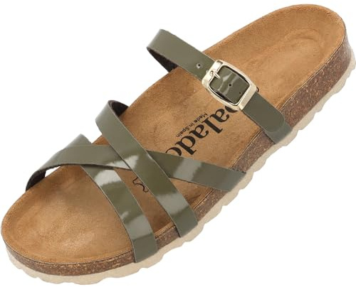 Palado Damen Pantoletten Cruisi - Sandalen Made in Spain - Hausschuhe mit Kork-Fußbett - modische Sommerschuhe