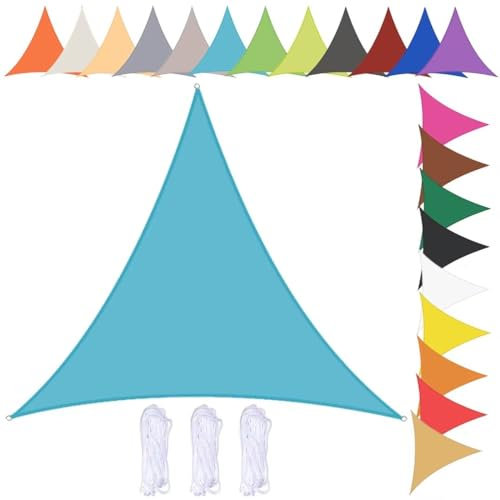 nvdsivee Toldo Impermeable Exterior Toldo Vela Triangular Toldo Vela de Sombra con Ojales y Cuerda Toldo de Protección Solar para Patio Jardín 90% de protección UV Azul 4x4x4m