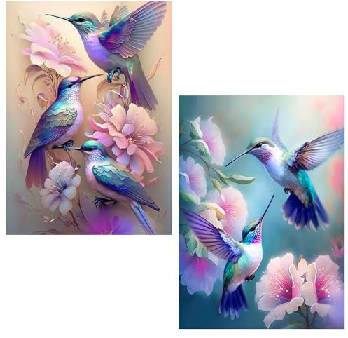 2 Pack Kolibri Diamond Painting Erwachsene, Kolibri Diamond Painting Bilder, 5D Diamond Painting Kolibri, Kolibri Diamond Painting Bilder, DIY Diamant Malerei Diamond Painting Set 30x40cm