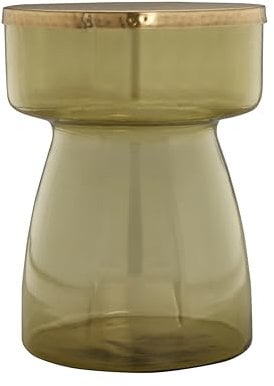 Qiyano Glamouröser Beistelltisch Tepura Grün - Mundgeblasenes Glas, Goldener Metallplatte - Vielseitig & Stilvoll., Wohnzimmer, Bar Lounge Sofa