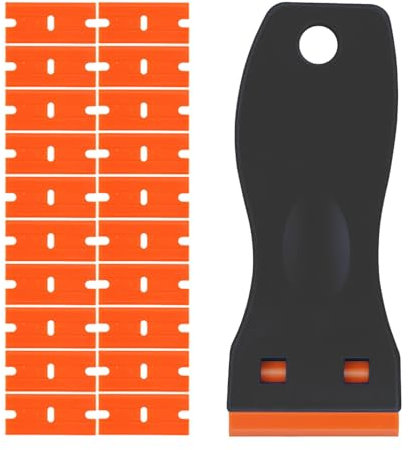 BAVALIN Set di mini lame per raschietto, in plastica, colore nero, con 20 lame in plastica, lame di ricambio per vinile, adesivi, adesivi, colla