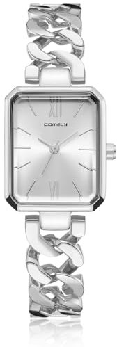 CIVO Damen Uhr Edelstahl Armbanduhr: Silber Rechteckig Damenuhr - Wasserdicht Analog Uhren für Frauen