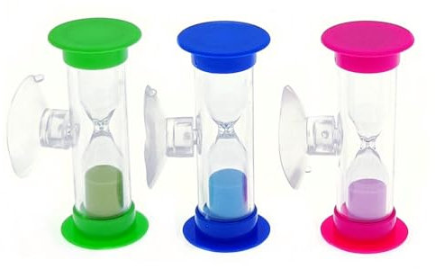 CCHAMP Lot de 3 Sabliers de 3 Minutes pour le Brossage des Dents des Enfants - Avec Ventouse, Mini Minuteurs pour Brosse à Dents, Outil en Plastique