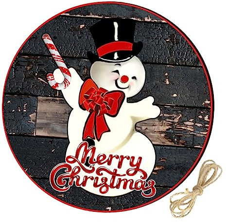 PRETYZOOM Schickes Schneemann-türschild Mit Frohe Weihnachten-Nachricht Für Die Feiertage Zum Aufhängen.
