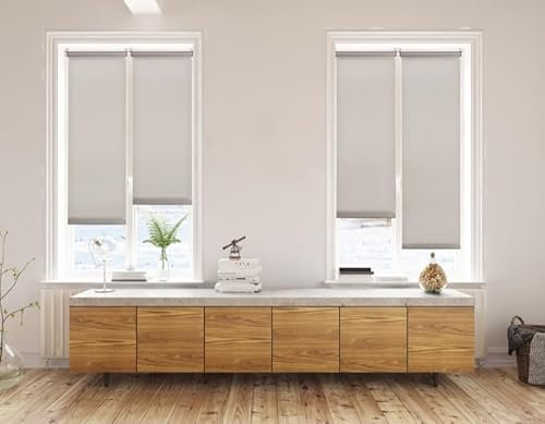 STOR PLANET | Estor Enrollable sin Taladrar Traslúcido, Estor Ajustable a Ventana, Estores Traslúcidos de Fácil Instalación en Ventanas Oscilobatientes, Pared y Techo | Piedra 60x180cm