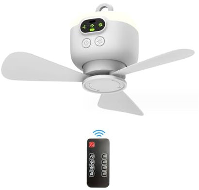 NIHENHAO Ventilateur de tente rechargeable par USB - Ventilateur de plafond USB - 4 vitesses - Batterie 8000 mAh