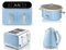 Swan Retro Blue 1.5L 3KW Jug Kettle, 4 Slice Toaster, 8L Dual Basket Air Fryer and 3.5L Slow Cooker. Matching Retro Design Kitchen Appliances Set in Blue