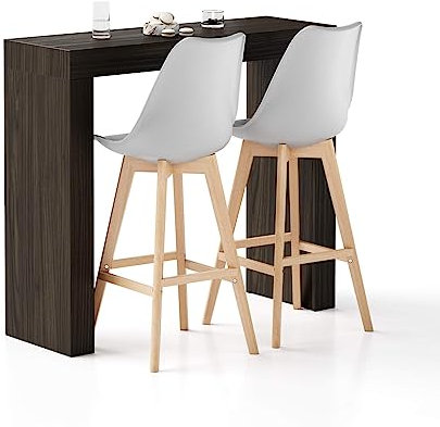 Moderner Hochtisch mit zwei Beinen 120x40 Nussbaum dunkel Premium Qualität Made in Italy