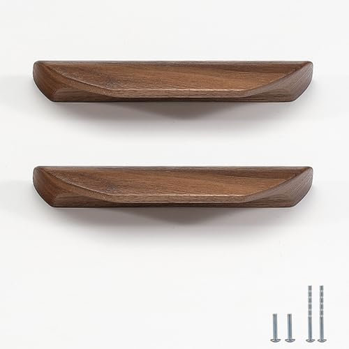 Evionlin 2 Stück Walnussholz schräg Winkel 11,2 cm Holz Windschutz Schrank Türgriff Holz Antik Stil Lange Walnuss Schrank Schublade Türgriff