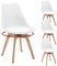 WOLTU Juego de 4 Sillas Cocina Giratorias, Silla Comedor Cuero Sintético, Silla Vintage de Patas Madera Maciza, para Salon, Dormitorio, Cocina y Comedor,Blanco,EZS77ws-4