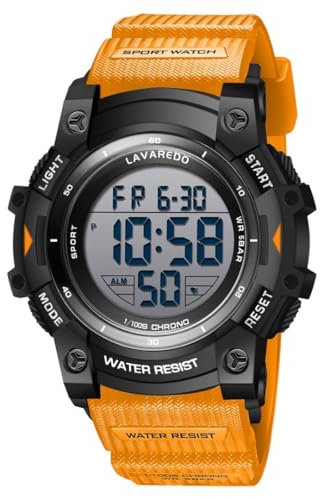 Timever Montre Digitale Sport Homme avec Bracelet en Silicone,Alarme, Chronomètre,Date,Eclairage,Étanche 3 ATM