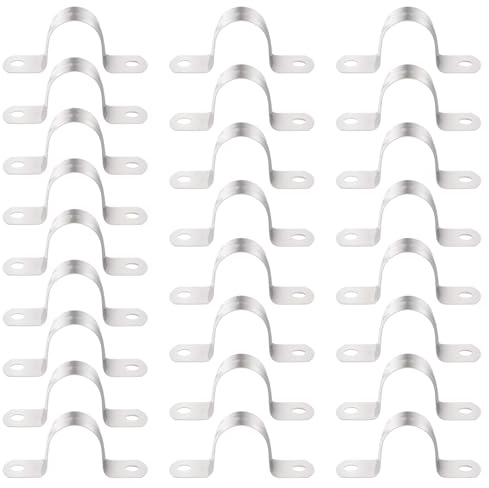 YYIGVMO 25 Stücke Ø 22mm U-Rohrschellen, 304 Edelstahl Starres Rohrband, Zweiloch Rohrschelle, Sattelschlauchschellen, für Rohre und Kabel