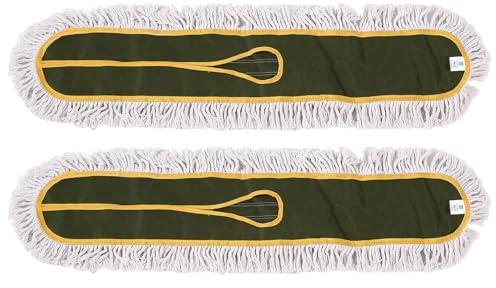 Asyduey 36inch Commercial Dust Mop Pads for Floor Cleaning, Cleaning Garage Hardwood Warehouse Factory Mall 2PCS Green