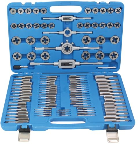 Juego de Machos y Terrajas 110 Piezas M2–M8 – Kit Profesional para Roscar, Reparar y Crear Roscas en Metal con Maletín – Incluye Portamachos, Porta Terrajas y Accesorios