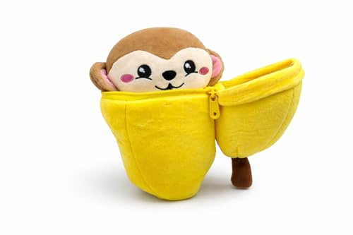 Generisch Plüschtier AFFE in Banane 24 cm – Süßes Kawaii Kuscheltier – Weiches Stofftier als Geschenk für Kinder & Deko