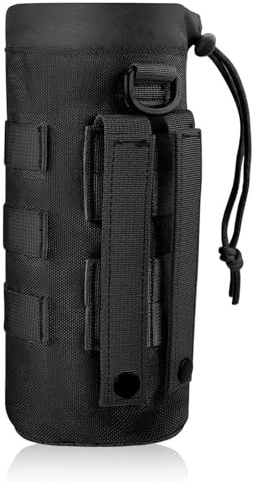 LEEQBCR 1 pezzo Porta Borraccia Zaino, 1000D Nylon Zaino Water Bottle Holder, Portabotellas de Agua con Cordón, Porta Bottiglia Outdoor Regolabile, per Escursioni, Sport All'Aria Aperta (Nero)