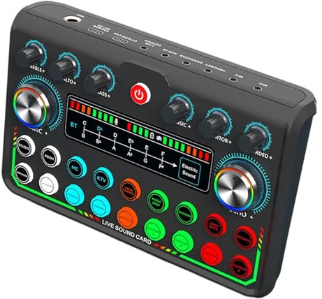 Dasbsug P99 Carte son de diffusion en direct, baladodiffusion, musique, studio, micro dynamique transparent pour studio et carte de diffusion en direct