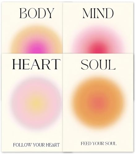 PHMING 4 Stück Aura Poster, 20 x 25 cm Bilder Schlafzimmer | Poster Set Rosa, Aesthetic Room Decor, für Schlafzimmer, Wohnzimmer und Arbeitszimmer