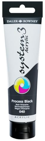 Daler Rowney System3 Process Black 150ml Acrylic Paint Tube - Acrylic Painting Supplies for Artists and Students - Artist Paint for Murals Canvas and More - Art Paint for All Skill Sets