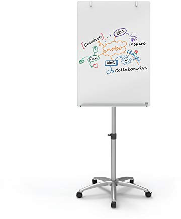 Nobo Diamond mobiles Flipchart aus Glas (hervorragend abwischbar, höhenregulierbar, für Flipchartblöcke geeignet) weiß
