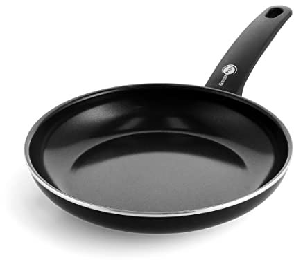 GreenPan Cambridge Sartén de cerámica antiadherente saludable de 24 cm, sin PFAS, inducción, apta para lavavajillas, apta para horno, negra