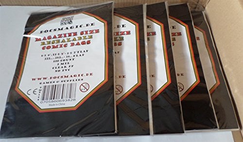 docsmagic.de 5x 100 Resealable Magazine Size Comic Book Bags 8-3/4x 11-1/8+ 1-1/2Flap- 2 Mil