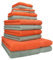 Betz 12-TLG. Handtuch Set Premium 100% Baumwolle 2 Duschtücher 4 Handtücher 2 Gästetücher 2 Seiftücher 2 Waschhandschuhe blutorange/heugrün