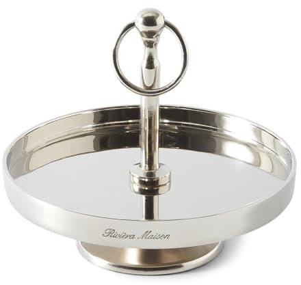 Riviera Maison Tortenplatte mit Fuß, Tortenständer, Servierständer Patisserie - Camden Kuchenständer - Aluminium, Nikkel - Silber - (ØxH) 17x15
