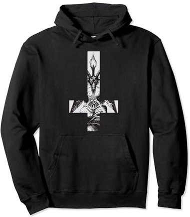 Baphomet Satan Okkult Schwarze Magie Umgedrehtes Kreuz Hail Pullover Hoodie